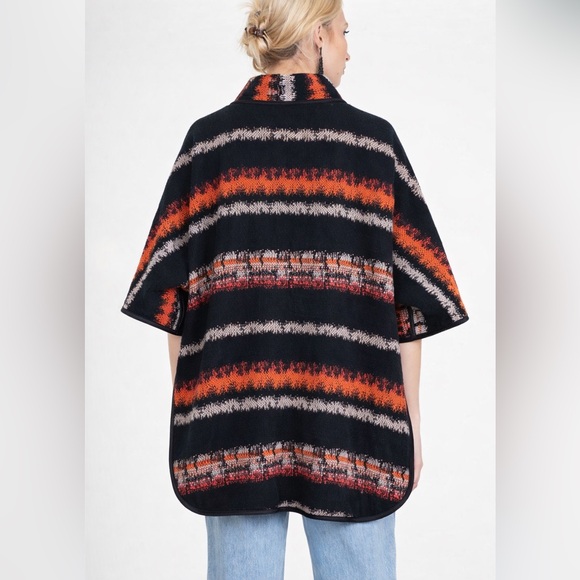 Eva Franco Pillard Coat Open Cardigan Black Orange White Size S - Picture 2 of 16